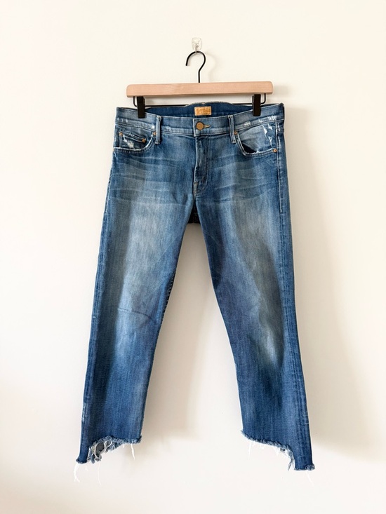 MOTHER Denim - Mother The Drop Out Raw Hem Straight Jeans in Tequila Truth Size 28